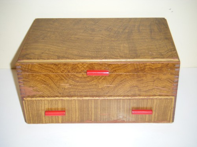 #ad Vintage Pilliod Swanton Ohio MCM Wood Jewelry Trinket Box W Mirror amp; Drawer $31.49