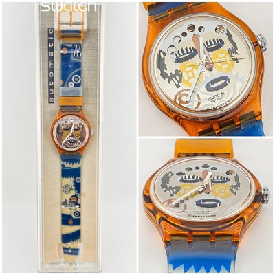 Swatch Automatic SAO100 Arcimboldo 1994 NOS Orange Blau Vintage Swiss Made