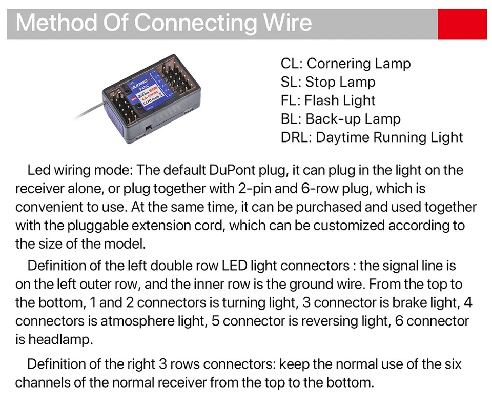 DUMBORC 2.4G P6F P6F(G) P6DC P6DC(G) 6CH Receiver for X4 X5 X6 X6P Transmitter - Image 2 of 4
