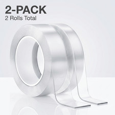 2-PACK Double Sided Tape Heavy Duty Nano Adhesive Clear Mounting Picture Hanging