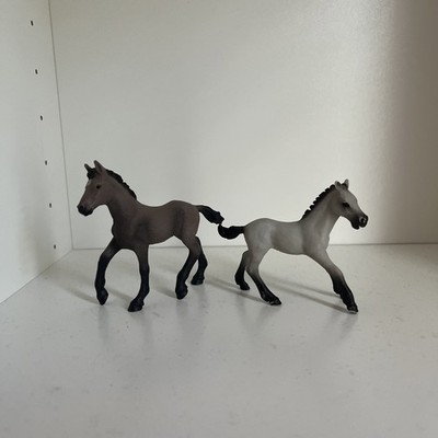 Schleich Set of Two Gray Foals Horse Club Farm World Lot Toy Figurine Animal