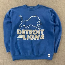 Vintage 90s Detroit Lions Sweatshirt Logo 7 Blue AN64936