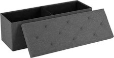 43" Foldable Storage Ottoman Bench, Padded Seat Chest, Foot Rest, Grey