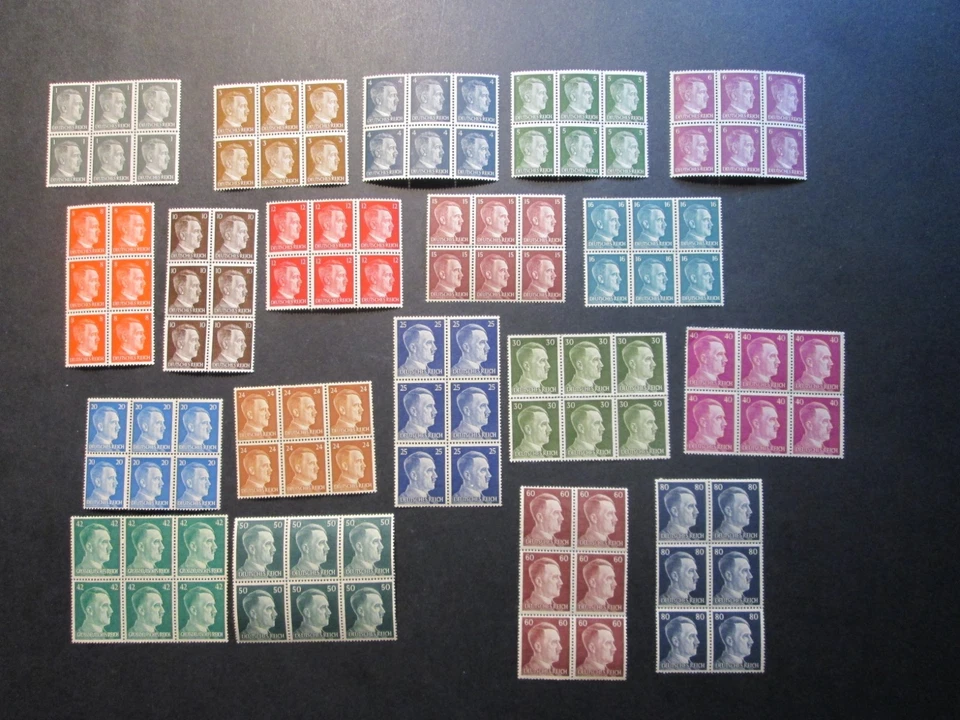 MNH Germany Europe WWII 3rd Reich Block of 6 Stamps Hitler Heads Scott HCV. - Image 2 of 4