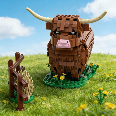 MOC Schottland Tiere Highland Kuh Kyloe 13'' Modellbaustein Spielzeug Kinder Geschenk