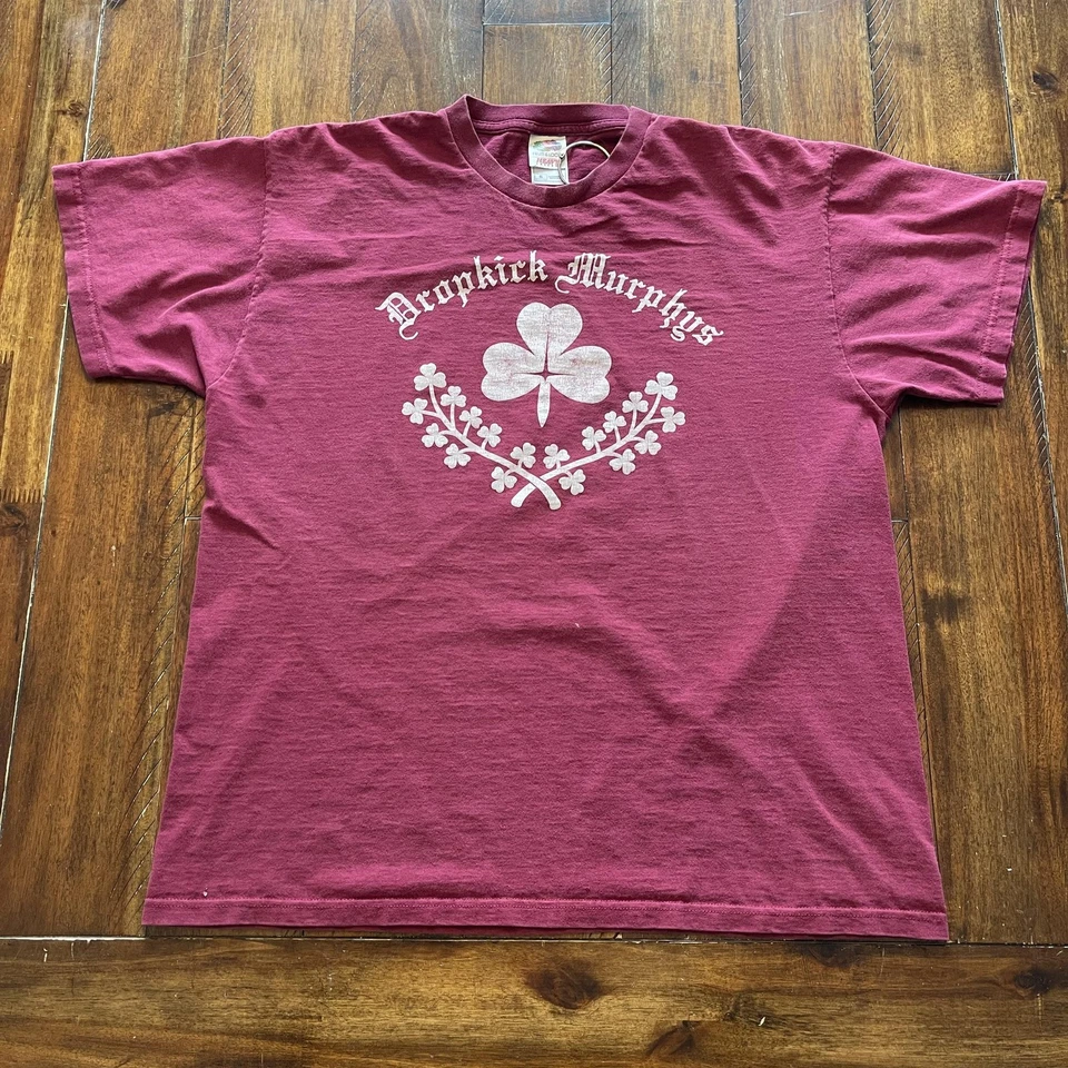 Camisa De Colección Dropkick Murphys Para Hombres XL Granate Trébol y Roll Banda Camiseta Años 90 Punk Foto 3 de 4