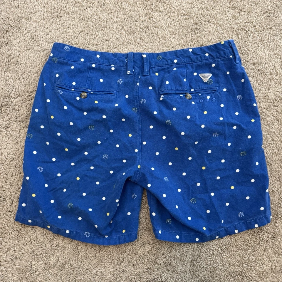 Женские шорты Columbia PFG Chino 12 цвет синий лен хлопковая смесь в горошек внутренний шов 7,5 - Изображение 2 из 4