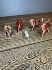 Vintage 1960s-70s Hong Kong Plastic Animal Figurines Lot 5 Zoo Farm Lion Deer — photo 1