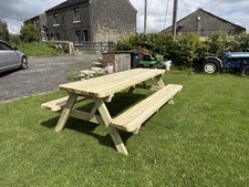 Wooden Picnic Bench/Table, 2.4m (8ft) Heavy Duty Pub Bench, Picnic table
