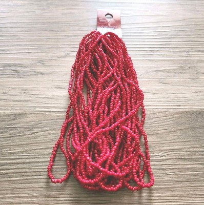 Bead Landing Red Glass Seed Beads Small 240'' Strand DIY Crafting Supply NWT