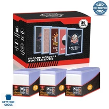 250 PCS Card Sleeves & TopLoaders Kit for Trading, Baseball, MTG & TCG Cards