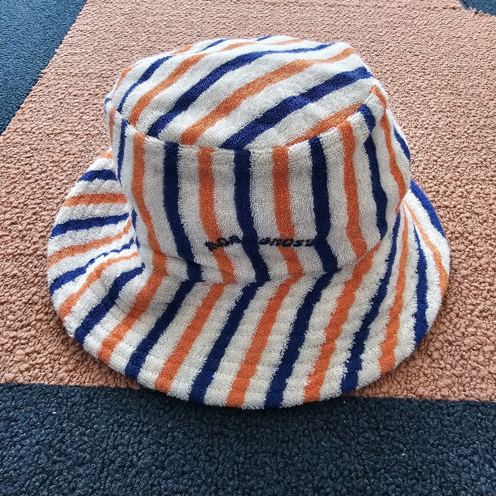 Bobo Choses Baby Terry Bucket Hat Blue Stripes 12-24 Month 50cm New Infant ɓ5c