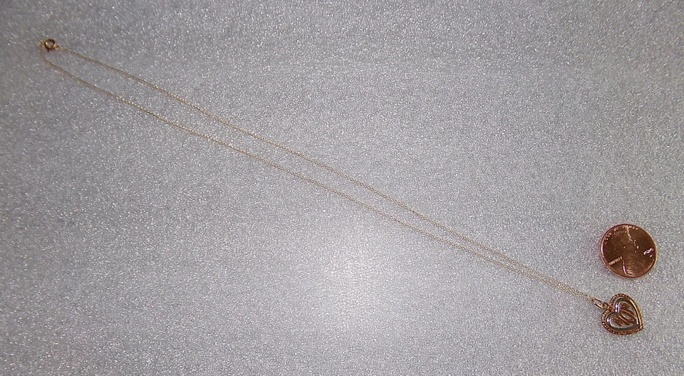 14k золото трехцветный желтый белый Роза сердце в форме мамы ожерелье 1984 - Изображение 2 из 4