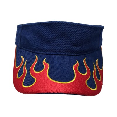 Fire Flame Strapback Sun Visor Cap Blue One Size Adjustable Magic Headwear
