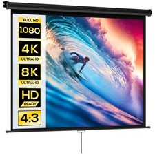 HOMCOM Telo per Proiettore 84" Formato 4:3 Angolo 160° a Soffitto o Parete Nero