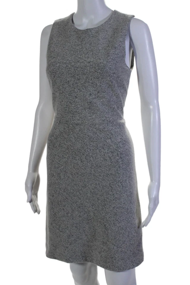 Теория женщин шерсти круглый вырез без рукавов с подкладкой Midi карандаш платье серый размер 6 - Изображение 2 из 4