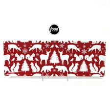 Food Network MODERN HOLIDAY 15.25" Treat Tray Cookie Platter Red Forest Animals