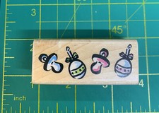 Rubber Stampede Delta Baby Border A2269C Wood Mounted Rubber Stamp Bottles Binky