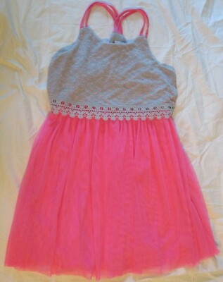 Iris & Ivy Dress Girls Size 16 Spaghetti Straps Criss Cross Tule Polka Dots