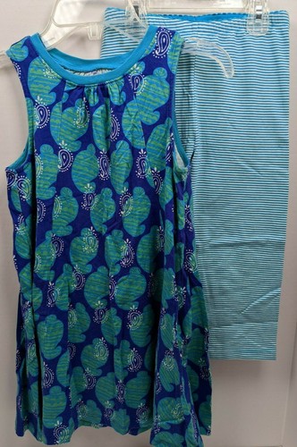 Tea Collection Girls Sz 7 INDIA Koyari Trapeze Dress Blue Capri Leggings 5M12305 - Picture 2 of 10