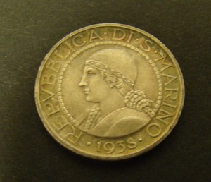1938-SAN-MARINO-5-LIRE-SILVER-AU-Foreign-Coin