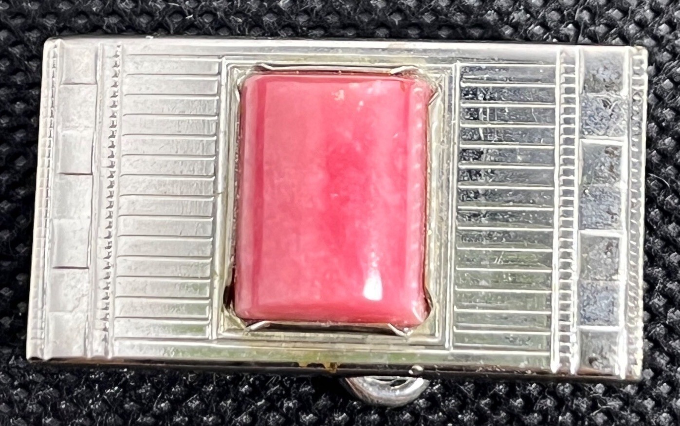 Vintage Belt Buckle Solid Brass Rectangular Pink … - image 1