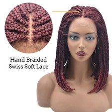 Hand Tied Lace Front Box Braided Wigs with Baby Hair for Black Women Lightweight