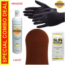 BRONZE - Sunless Self Tanning Foam Mousse - LIGHT - 7 oz  Best Tanner Mitt 