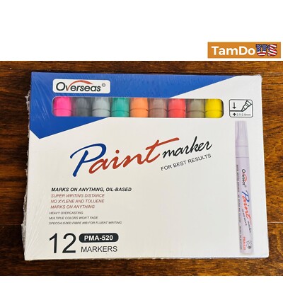 (2 BOXES) Overseas PMA-520 Paint Markers, Permanent Oil Based (12 Colors)
