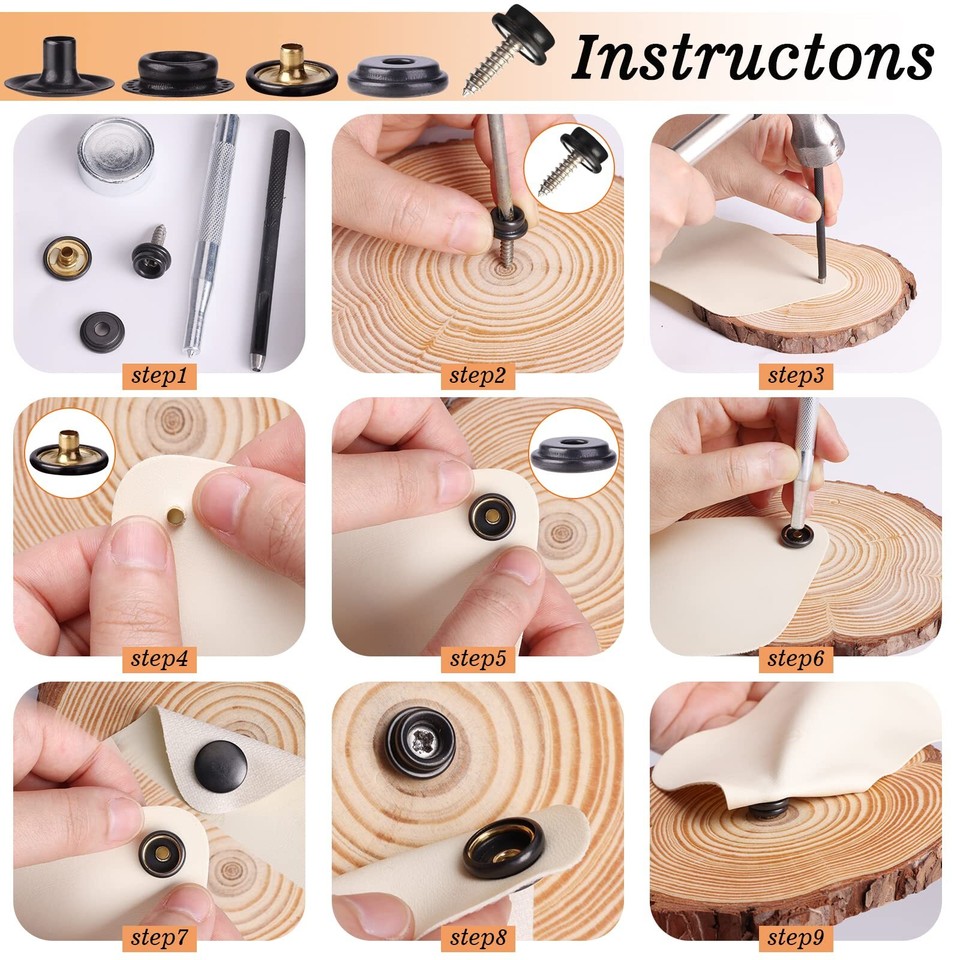 Canvas Snap Kit,Marine Grade Stainless Steel Snaps,Screw Snaps,Boat