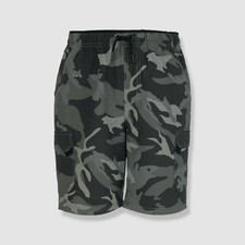 Univibe Boys Gray Camo Stonedale Peached Cotton Nylon Pull-On Cargo Shorts Sz L