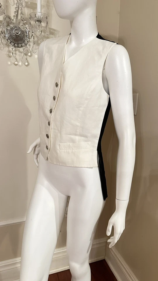 Chaleco Gianfranco Ferre Mezcla Seda Negro y Marfil Talla 42IT Foto 3 de 4