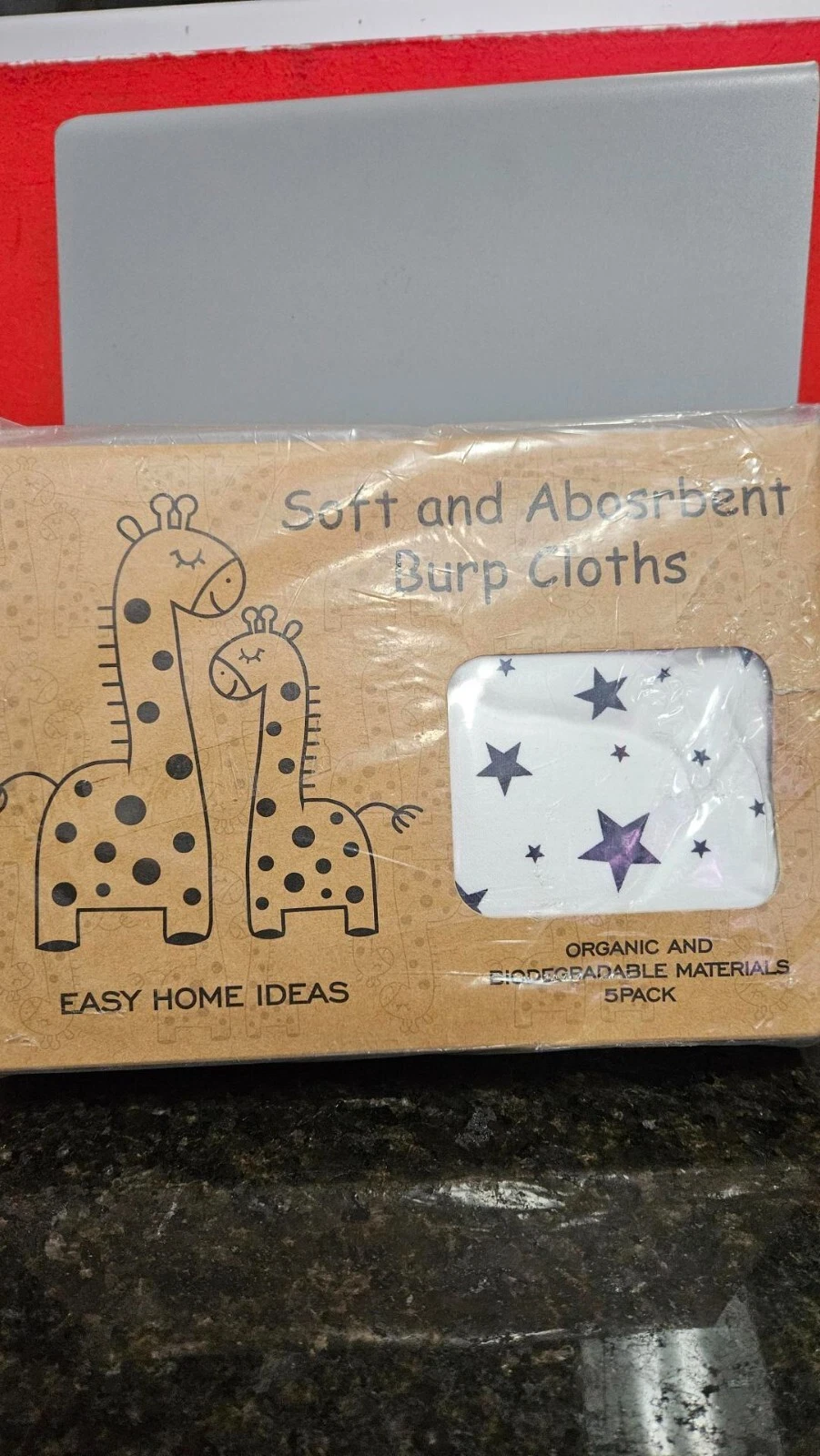 Baby Infant Burp Cloths, 5 Ct, 10 x 21 In Organic Soft New In Package