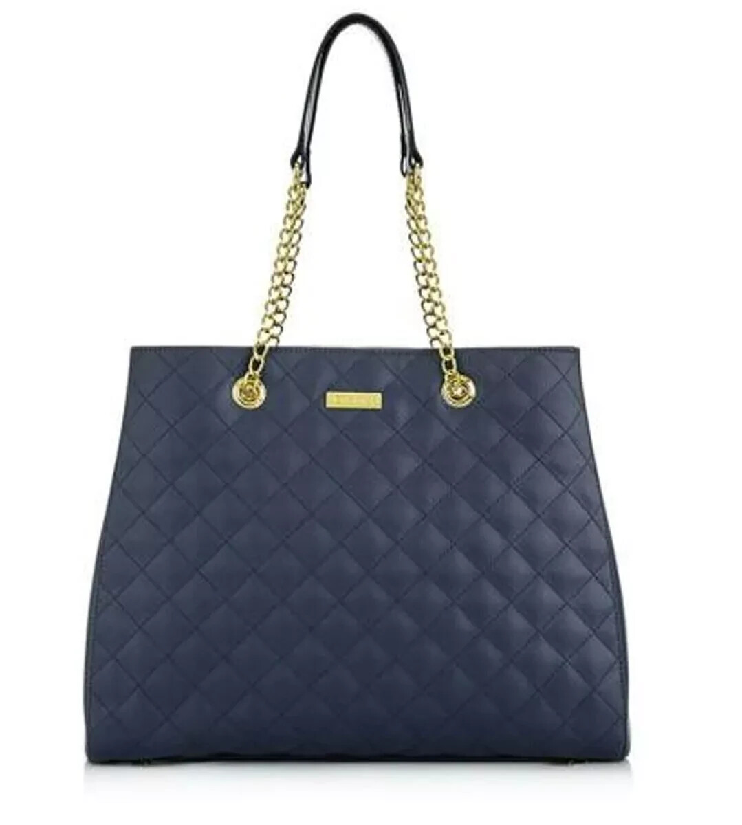 JOY and IMAN Diamond Quilted Genuine Leather Satchel  (NAVY/Blue)