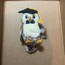 Ty Beanie Baby SMARTER the Owl Gray Brown Mottled Bow Tie Class of 2002