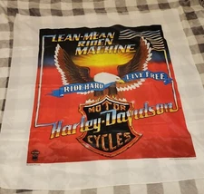 52x46 Harley Davidson Flag Vintage 1980s Eagle Logo Banner Ride Hard Live Free 