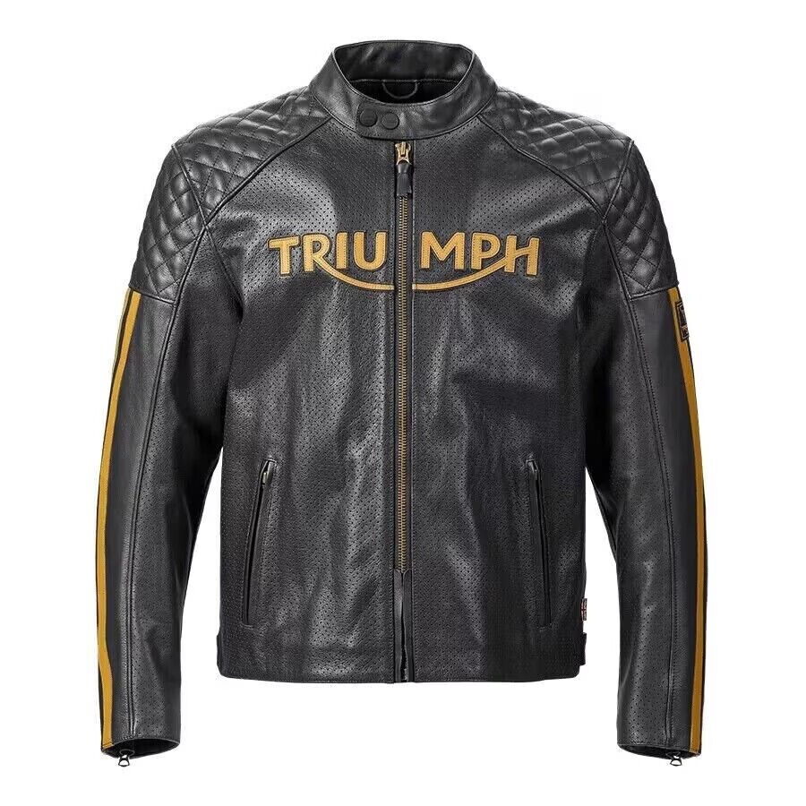 TRIUMPH レザー バイクジャケット 40/50 百周坊 Triumph Motorbike Sport Riding Motorcycle Racing Genuine Cowhide