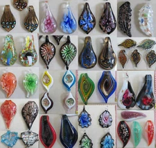 10Pcs Leaf Teardrop Fashion Shining Handmade Lampwork Glass Pendant For Necklace