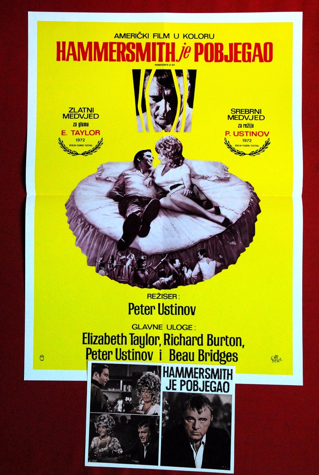 HAMMERSMITH IS OUT + PGM AD ELIZABETH TAYLOR RICHARD BURTON 1972 RARE