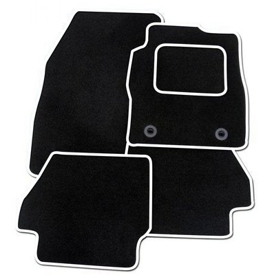 BLACK TAILORED CAR MATS WITH WHITE TRIM FOR VAUXHALL ADAM 2012-2019