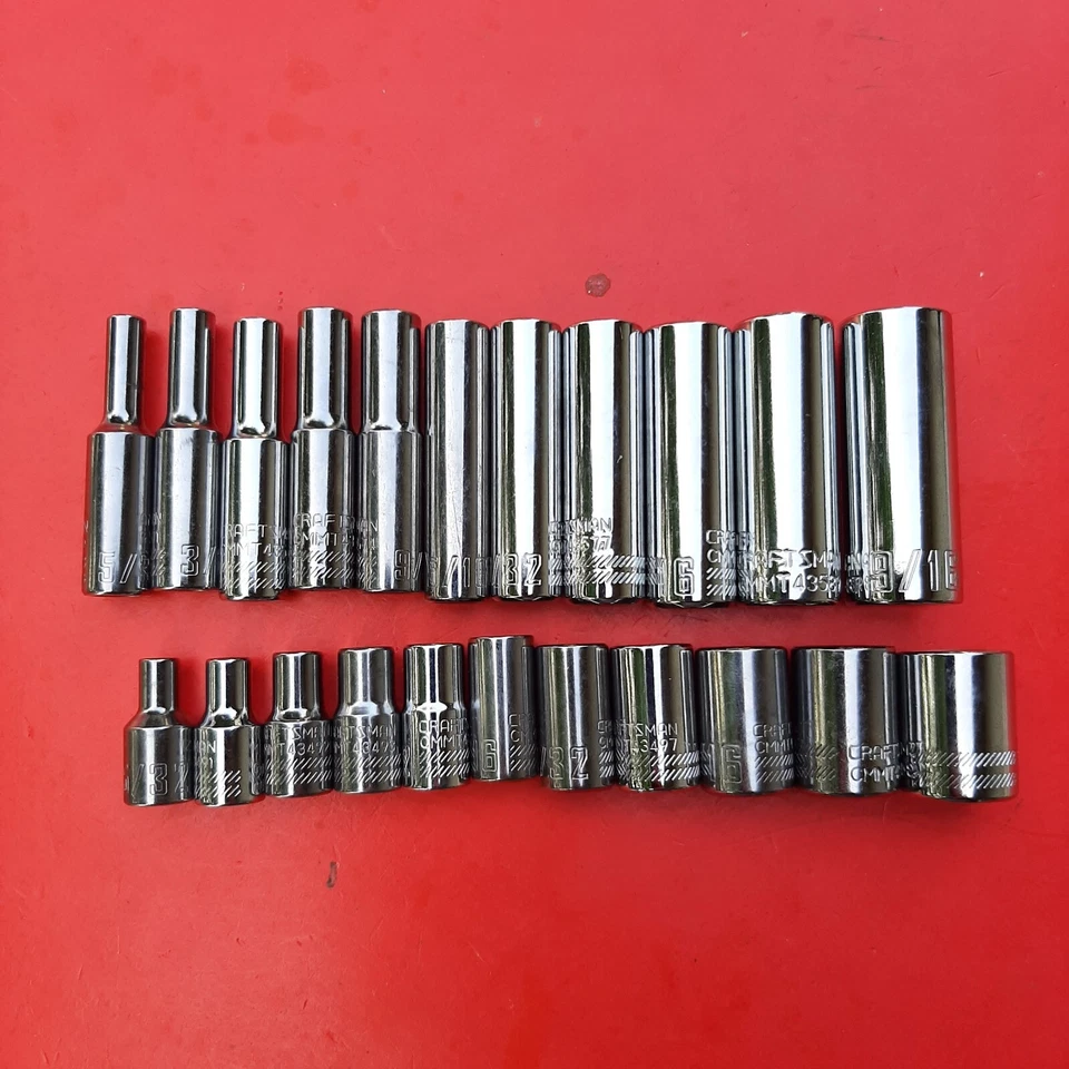 NEW CRAFTSMAN TOOLS 21 Piece 1/4" Drive Deep & Shallow SAE 6 Point Socket Set - Image 3 of 4