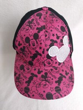 Disney Parks Mickey Mouse Baseball Hat Youth Size Cap Black And Pink Bling