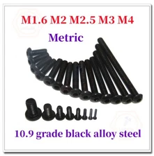 M1.6 M2 M2.5 M3 M4 Metric Black Alloy Steel Hex Socket Button Head Screw Bolts