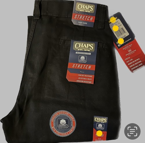 Chaps Boys Flat Front School Uniform Chino Pants Adj. Waist Black Sz 14 Regular - Picture 3 of 3