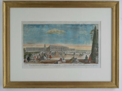 Blick auf das Schloss Versailles Richtung Garten - Platte 1 - Druck um 1800