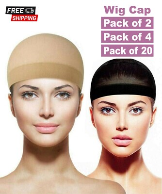2-20 Stück Perückenkappe Unisex Haarliner Atmungsaktiv Strumpf Stretch Netz Nude Schwarz