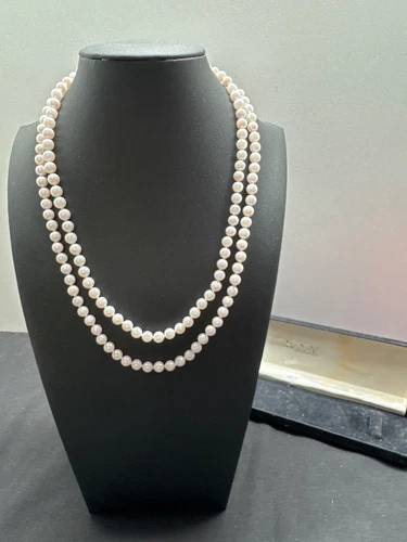 Cultured Pearl White 36 Inch 14 K FIC Marked Pearl 5.5 MM Single Strand