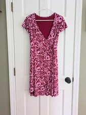 Fresh Produce Pink Paisley Short Sleeve Knee Length Wrap Dress Size Medium