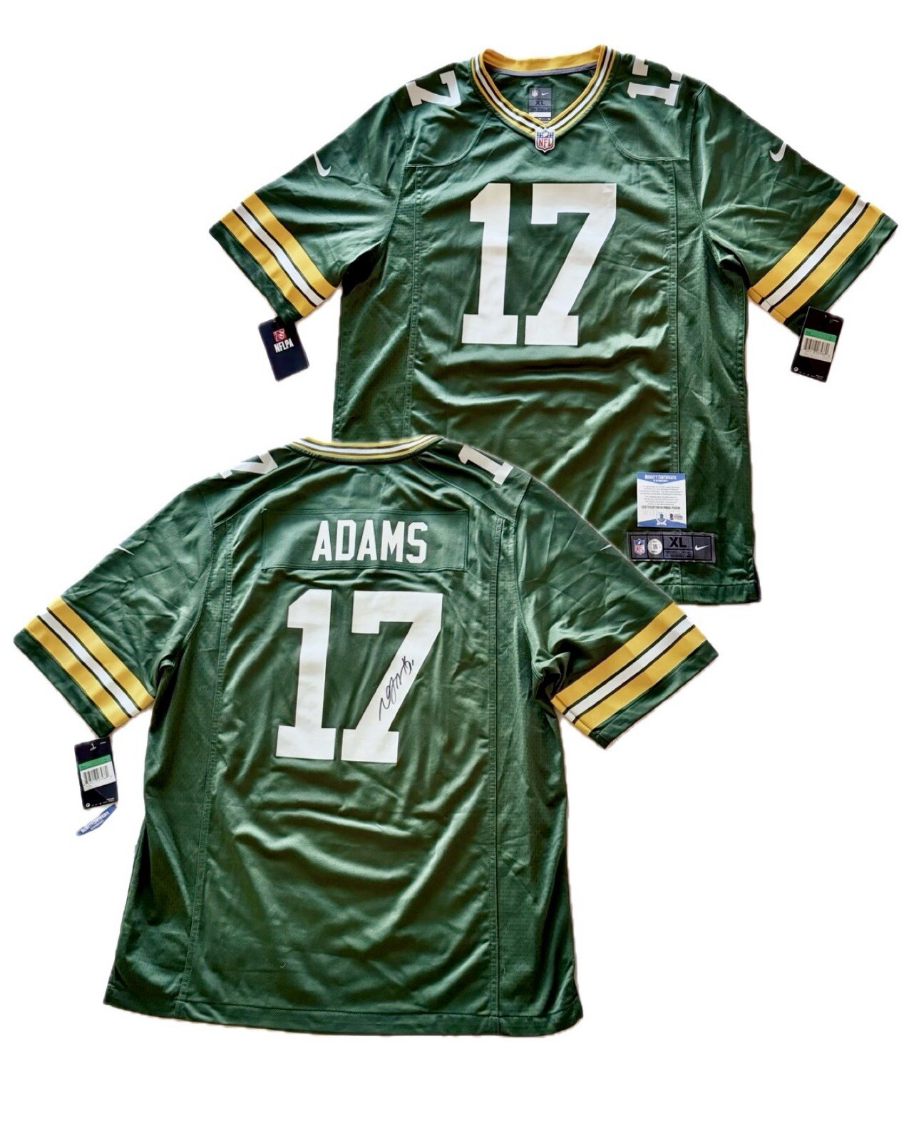 Davante Adams Autographed Signed Green Bay Packers Jersey Nike Authentic Beckett / DA Certified XL 