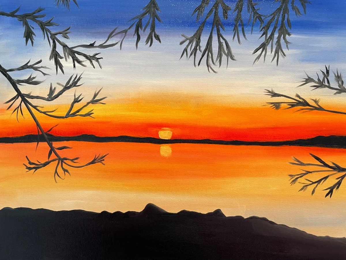 Original oil painting artwork signed 11 x 14 beautiful sunset eBay